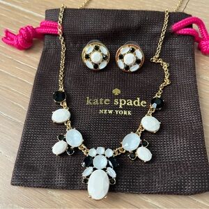 Kate Spade Black and White Necklace and Earrings Jewelry Set
